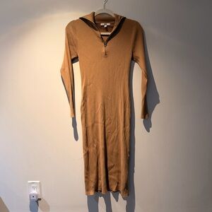 Elegant Tan Long-Sleeve Dress
